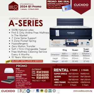 promosi cuckoo 2024 tilam cuckoo king queen super single size mattress a series napure promotion offer agent