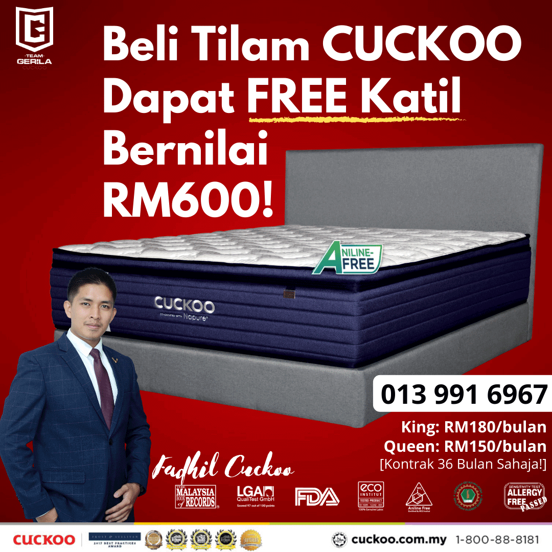 tilam cuckoo napure mattress RM150 sebulan free katil bernilai RM600