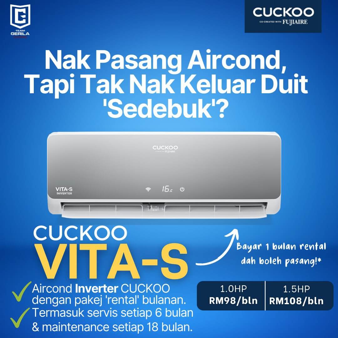 aircond cuckoo vita s inverter poster harga pricing rm98