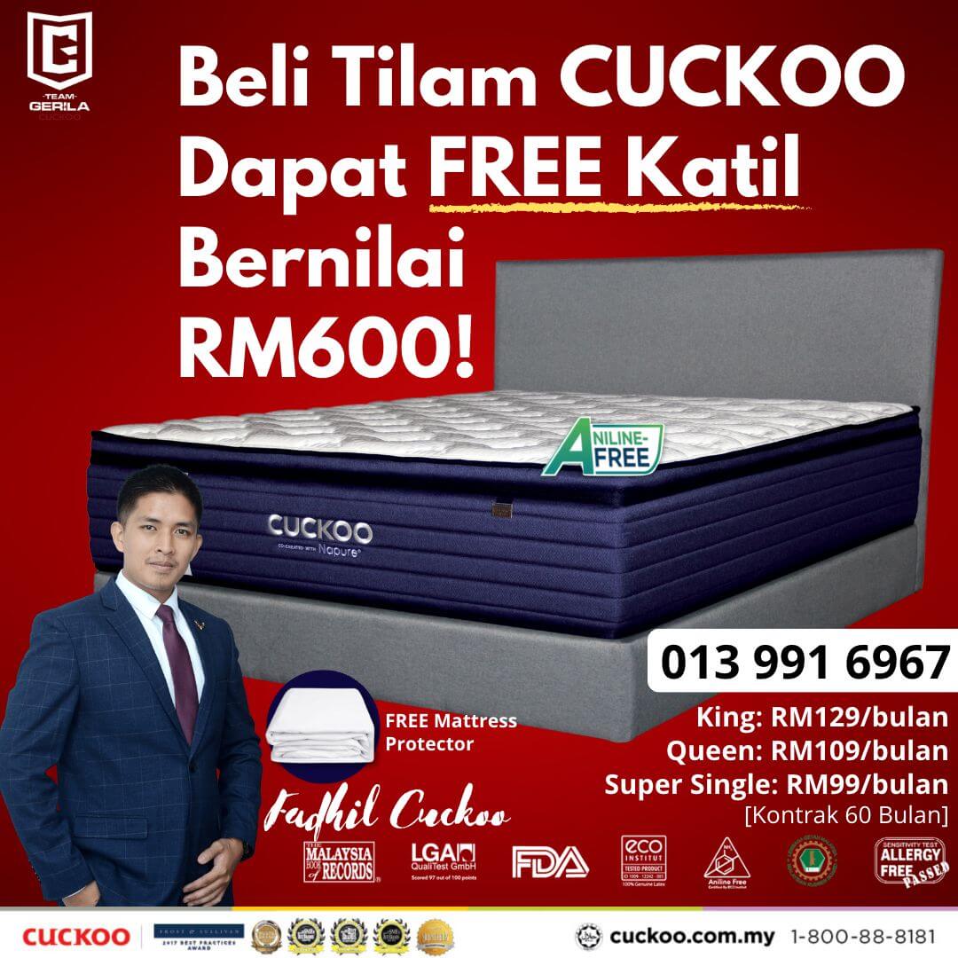 promosi tilam cuckoo mattress promotion free gift bedframe & mattress protector