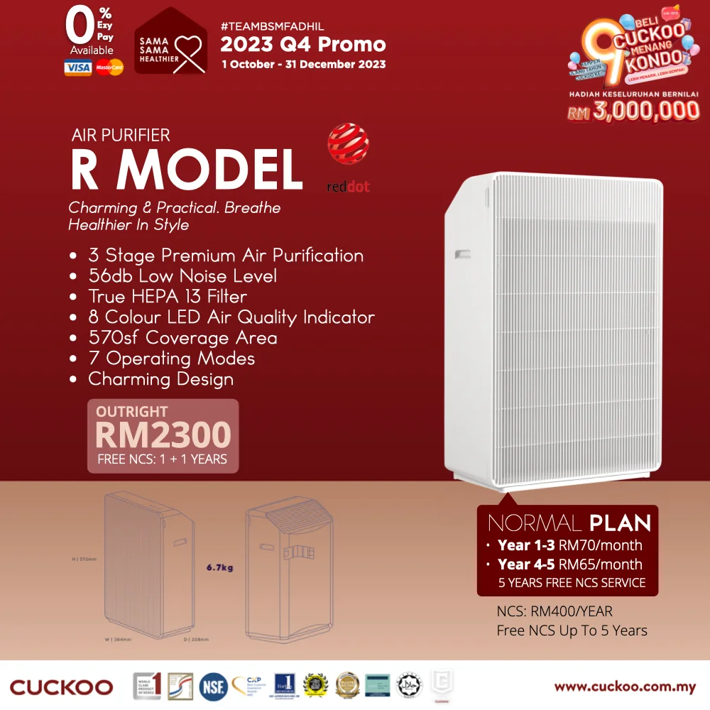 promosi cuckoo 2023 penapis udara R Model air purifier RM70 cuckoo promotion offer agent
